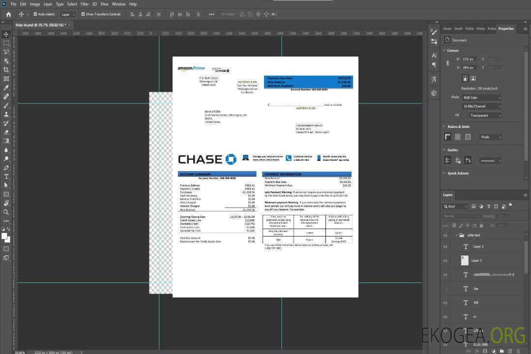 Modèle de relevé de carte de crédit bancaire USA Chase au format .doc et .pdf template Modèle de relevé de carte de crédit bancaire USA Chase au format .doc et .pdf template